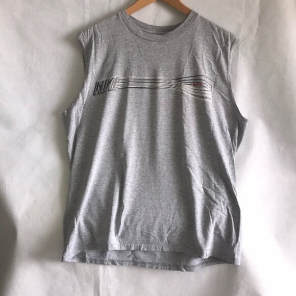 Nike Gray Sleeveless Tank Tee Top Cotton Shirt Active Wear Sports Gym Athleisure - Picture 1 of 6